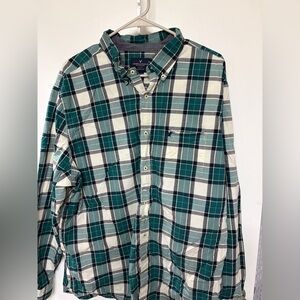 American Eagle Outfitters Green and White Plaid Shirt